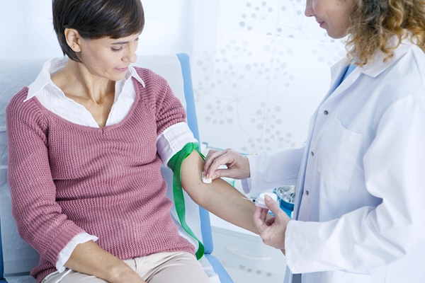 blood specimen in a woman