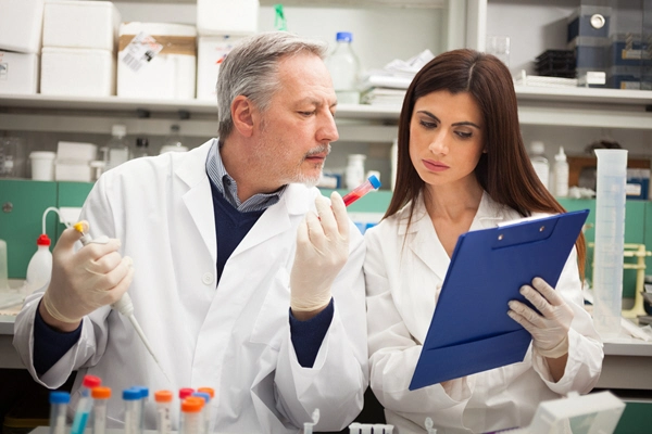 couple of scientists at work in a laboratory