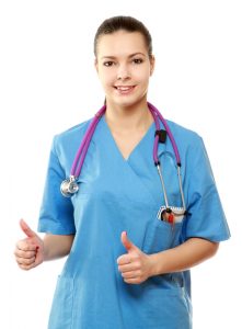 a female testosterone doctor shows a sign okay isolated on white background  221x300
