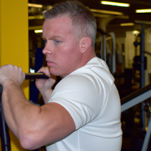 a professional appealing image of a caucasian man or woman exercising in a gym