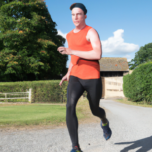 a professional appealing image of a caucasian man or woman jogging on a sunny day