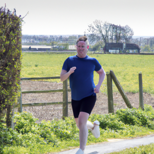 a professional appealing image of a caucasian man or woman jogging on a sunny day 267 300x300