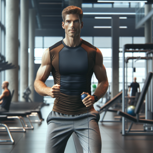 a photo realistic professionally appealing image of a good looking and athletic white man exercising in a gym 869 300x300