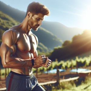a photorealistic professional appealing image of a good looking and athletic caucasian man exercising or playing sports outside on a sunny day 876 300x300