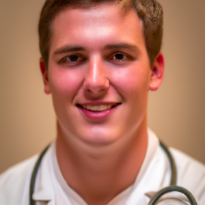 a professional and visually appealing image of a young happy smiling caucasian doctor with white teeth 477 300x300