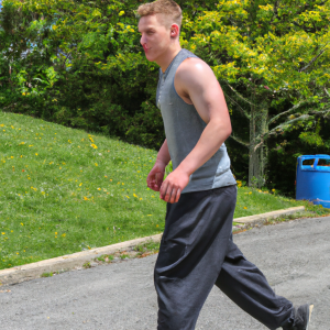 a professional appealing good looking and atheletic image of a caucasian man exercising or playing sports outside on a sunny day