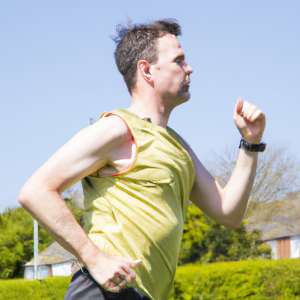 a professional appealing image of a caucasian man or woman jogging on a sunny day 650 300x300